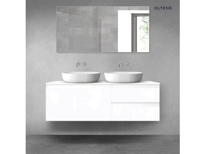 Oltens Vernal sada koupelnového nábytku 140 cm s horní deskou, lesklá bílá 68296000