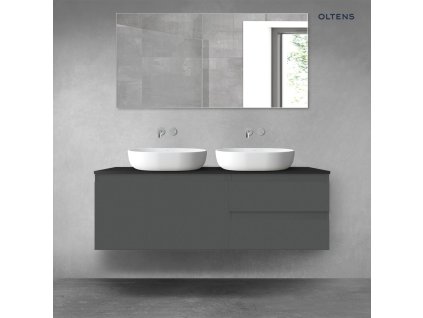 Oltens Vernal sada koupelnového nábytku 140 cm s horní deskou, matná grafitová/matná černá 68299400