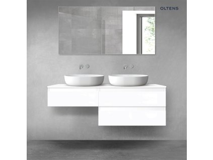 Oltens Vernal sada koupelnového nábytku 140 cm s horní deskou, lesklá bílá 68324000