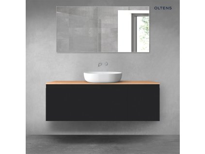 Oltens Vernal sada koupelnového nábytku 140 cm s horní deskou, matná černá/dub 68314300