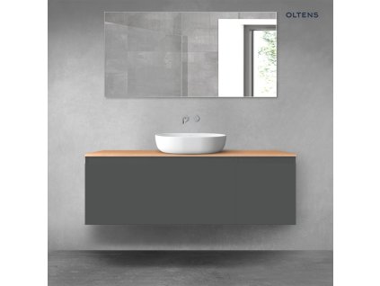 Oltens Vernal sada koupelnového nábytku 140 cm s horní deskou, matná grafitová/dub 68315400