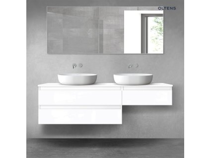 Oltens Vernal sada koupelnového nábytku 160 cm s horní deskou, lesklá bílá 68347000