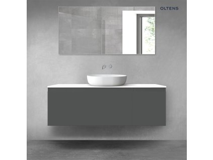 Oltens Vernal sada koupelnového nábytku 140 cm s horní deskou, matná grafitová/lesklá bílá 68316400