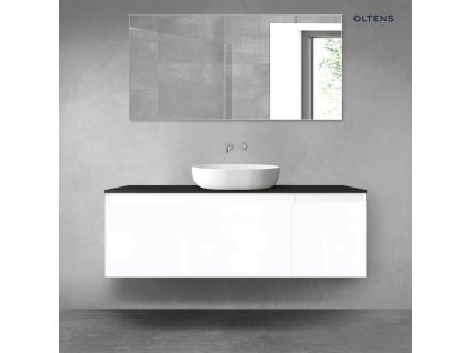 Oltens Vernal sada koupelnového nábytku 140 cm s horní deskou, lesklá bílá/matná černá 68316000
