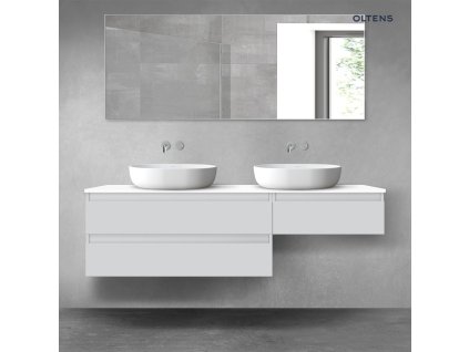 Oltens Vernal sada koupelnového nábytku 160 cm s horní deskou, matná šedá/lesklá bílá 68349700