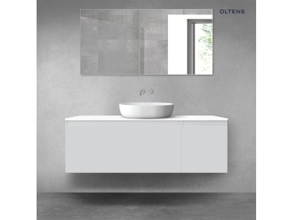 Oltens Vernal sada koupelnového nábytku 140 cm s horní deskou, matná šedá/lesklá bílá 68318700