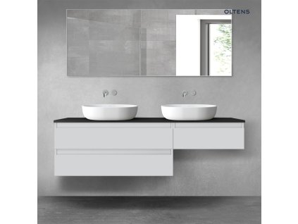Oltens Vernal sada koupelnového nábytku 160 cm s horní deskou, matná šedá/matná černá 68350700