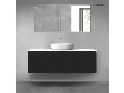 Oltens Vernal sada koupelnového nábytku 140 cm s horní deskou, matná černá/lesklá bílá 68318300