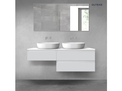 Oltens Vernal sada koupelnového nábytku 140 cm s horní deskou, matná šedá/lesklá bílá 68326700