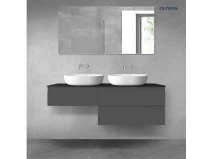 Oltens Vernal sada koupelnového nábytku 140 cm s horní deskou, matná grafitová/matná černá 68327400