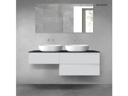 Oltens Vernal sada koupelnového nábytku 140 cm s horní deskou, matná šedá/matná černá 68327700