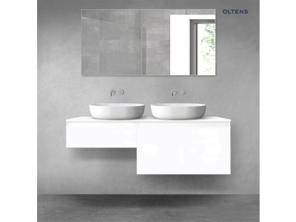 Oltens Vernal sada koupelnového nábytku 140 cm s horní deskou, lesklá bílá 68304000