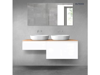 Oltens Vernal sada koupelnového nábytku 140 cm s horní deskou, lesklá bílá/dub 68305000