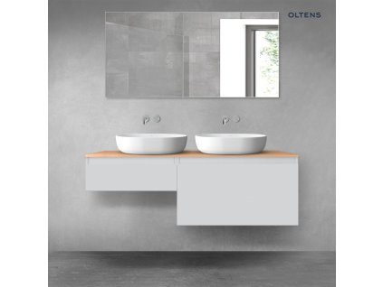 Oltens Vernal sada koupelnového nábytku 140 cm s horní deskou, matná šedá/dub 68305700