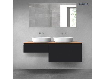 Oltens Vernal sada koupelnového nábytku 140 cm s horní deskou, matná černá/dub 68305300
