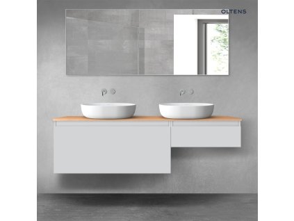 Oltens Vernal sada koupelnového nábytku 160 cm s horní deskou, matná šedá/dub 68352700