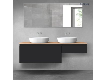 Oltens Vernal sada koupelnového nábytku 160 cm s horní deskou, matná černá/dub 68352300