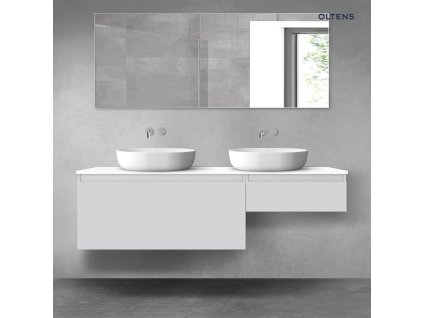 Oltens Vernal sada koupelnového nábytku 160 cm s horní deskou, matná šedá/lesklá bílá 68353700