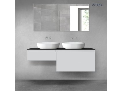Oltens Vernal sada koupelnového nábytku 140 cm s horní deskou, matná šedá/matná černá 68307700