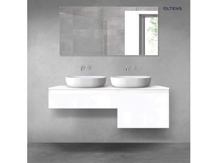 Oltens Vernal sada koupelnového nábytku 140 cm s horní deskou, lesklá bílá 68308000