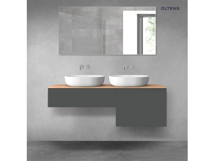 Oltens Vernal sada koupelnového nábytku 140 cm s horní deskou, matná grafitová/dub 68309400