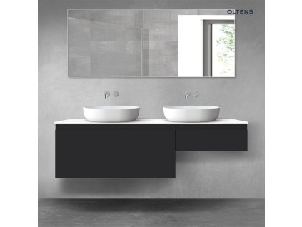 Oltens Vernal sada koupelnového nábytku 160 cm s horní deskou, matná černá/lesklá bílá 68353300