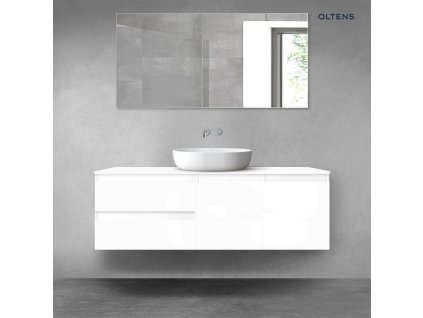 Oltens Vernal sada koupelnového nábytku 140 cm s horní deskou, lesklá bílá 68269000