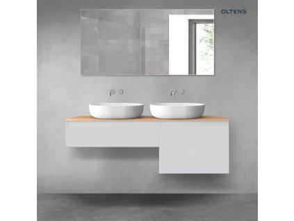 Oltens Vernal sada koupelnového nábytku 140 cm s horní deskou, matná šedá/dub 68309700