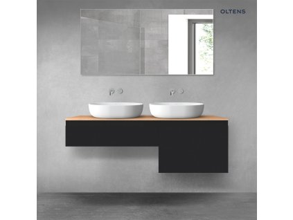 Oltens Vernal sada koupelnového nábytku 140 cm s horní deskou, matná černá/dub 68309300