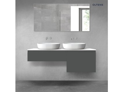 Oltens Vernal sada koupelnového nábytku 140 cm s horní deskou, matná grafitová/lesklá bílá 68310400