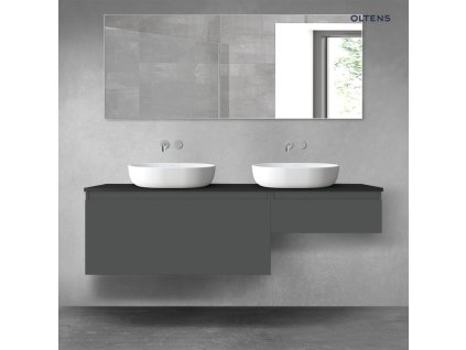 Oltens Vernal sada koupelnového nábytku 160 cm s horní deskou, matná grafitová/matná černá 68354400