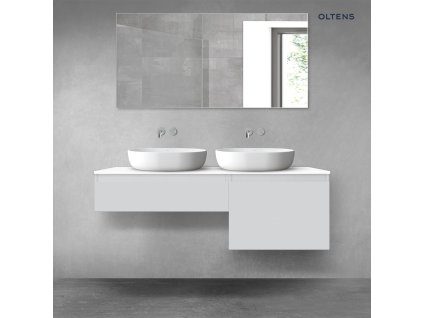 Oltens Vernal sada koupelnového nábytku 140 cm s horní deskou, matná šedá/lesklá bílá 68310700