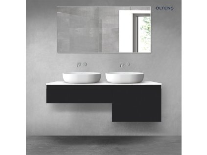 Oltens Vernal sada koupelnového nábytku 140 cm s horní deskou, matná černá/lesklá bílá 68310300