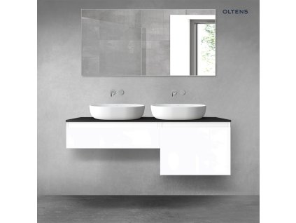 Oltens Vernal sada koupelnového nábytku 140 cm s horní deskou, lesklá bílá/matná černá 68310000