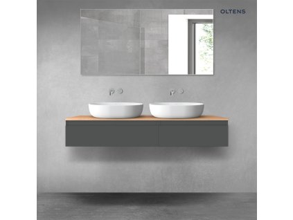 Oltens Vernal sada koupelnového nábytku 140 cm s horní deskou, matná grafitová/dub 68321400