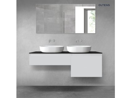 Oltens Vernal sada koupelnového nábytku 140 cm s horní deskou, matná šedá/matná černá 68311700