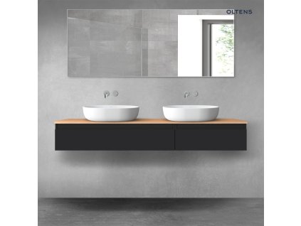 Oltens Vernal sada koupelnového nábytku 160 cm s horní deskou, matná černá/dub 68356300