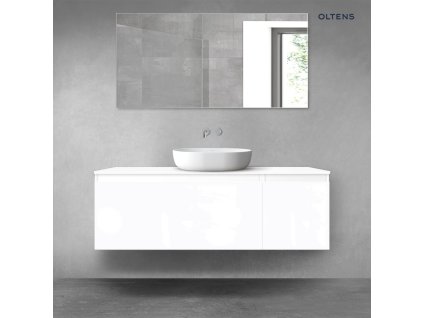 Oltens Vernal sada koupelnového nábytku 140 cm s horní deskou, lesklá bílá 68312000