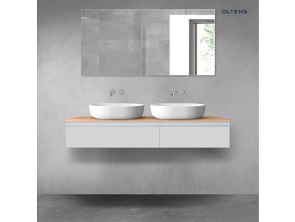 Oltens Vernal sada koupelnového nábytku 140 cm s horní deskou, matná šedá/dub 68321700