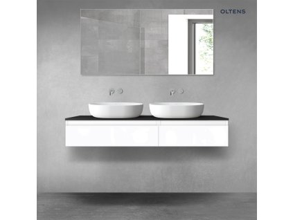 Oltens Vernal sada koupelnového nábytku 140 cm s horní deskou, lesklá bílá/matná černá 68322000
