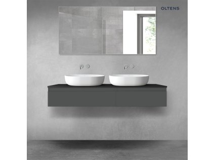Oltens Vernal sada koupelnového nábytku 140 cm s horní deskou, matná grafitová/matná černá 68323400