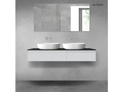 Oltens Vernal sada koupelnového nábytku 140 cm s horní deskou, matná šedá/matná černá 68323700
