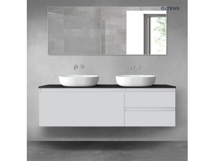 Oltens Vernal sada koupelnového nábytku 160 cm s horní deskou, matná šedá/matná černá 68442700