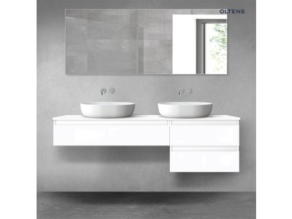 Oltens Vernal sada koupelnového nábytku 160 cm s horní deskou, lesklá bílá 68328000