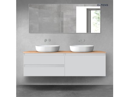 Oltens Vernal sada koupelnového nábytku 160 cm s horní deskou, matná šedá/dub 68364700