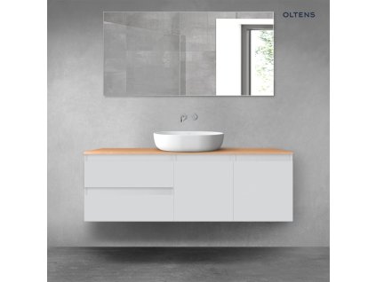 Oltens Vernal sada koupelnového nábytku 140 cm s horní deskou, matná šedá/dub 68272700