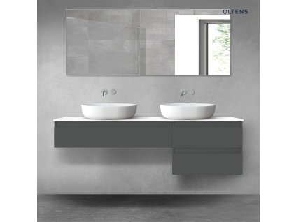 Oltens Vernal sada koupelnového nábytku 160 cm s horní deskou, matná grafitová/lesklá bílá 68330400