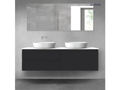 Oltens Vernal sada koupelnového nábytku 160 cm s horní deskou, matná černá/lesklá bílá 68365300