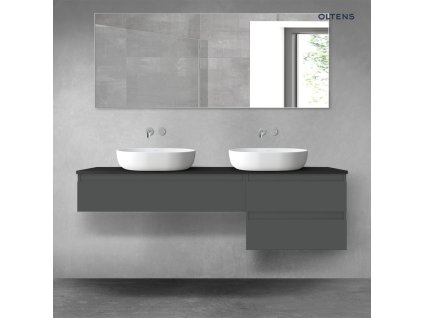 Oltens Vernal sada koupelnového nábytku 160 cm s horní deskou, matná grafitová/matná černá 68334400