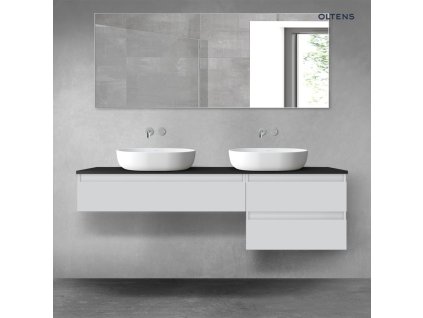 Oltens Vernal sada koupelnového nábytku 160 cm s horní deskou, matná šedá/matná černá 68334700
